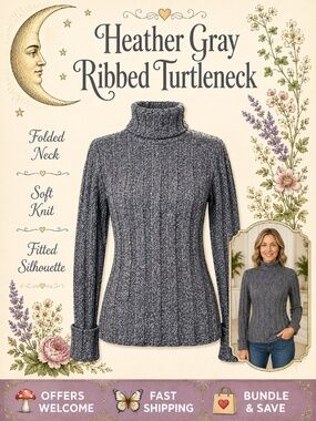 Old Navy Heather Gray Ribbed Turtleneck Soft Knit Small